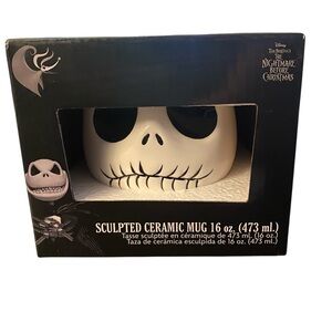 Disney Black and White Jack Skellington Mug new in box 16 oz